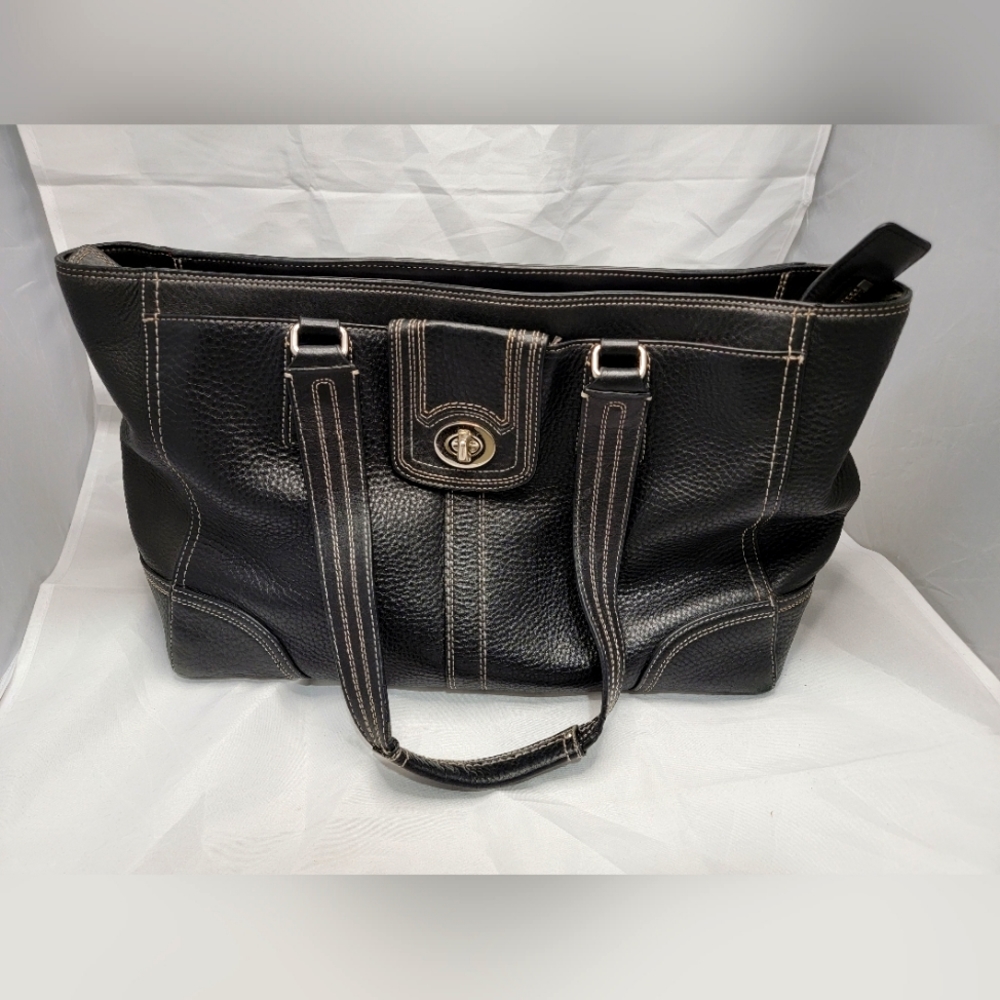 Coach Hamilton Turn Lock Pebble Leather F13960 Black Gem